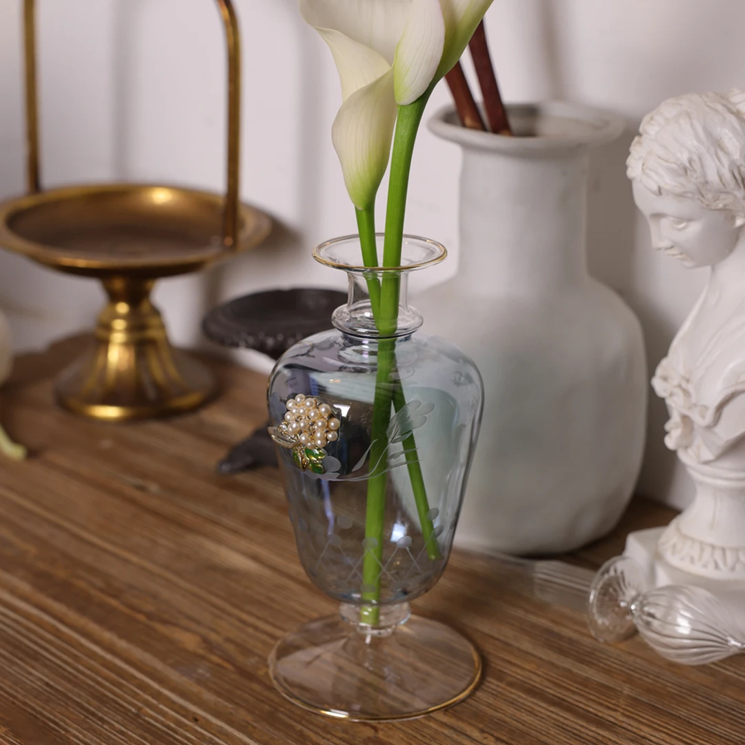 雅雅威尼斯风格手工吹制中古玻璃香水瓶香薰花瓶家居茶桌装饰摆件