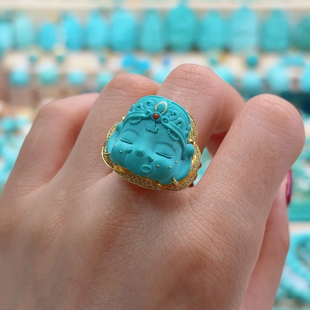 绿松石18K金镶嵌珠宝奇石