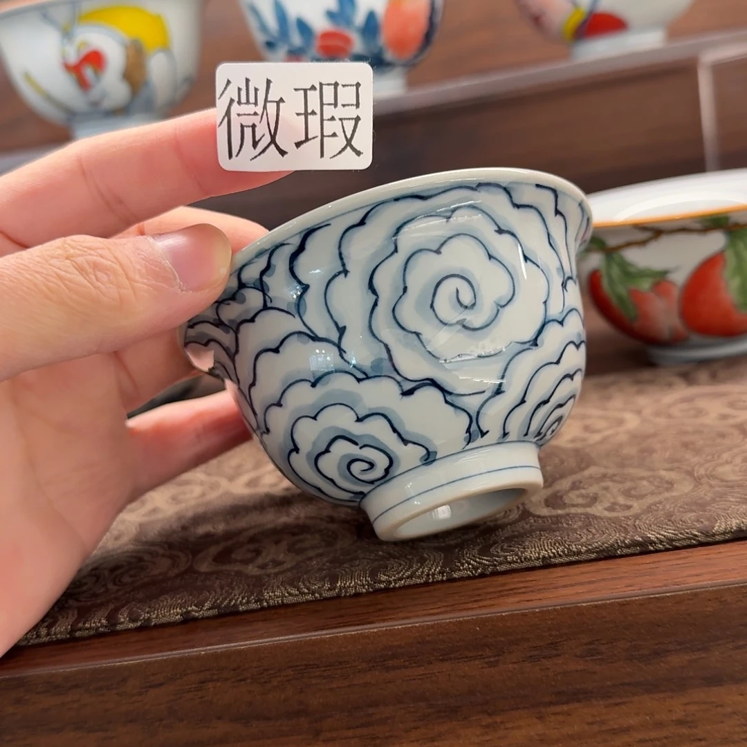 釉下手绘茶具微瑕