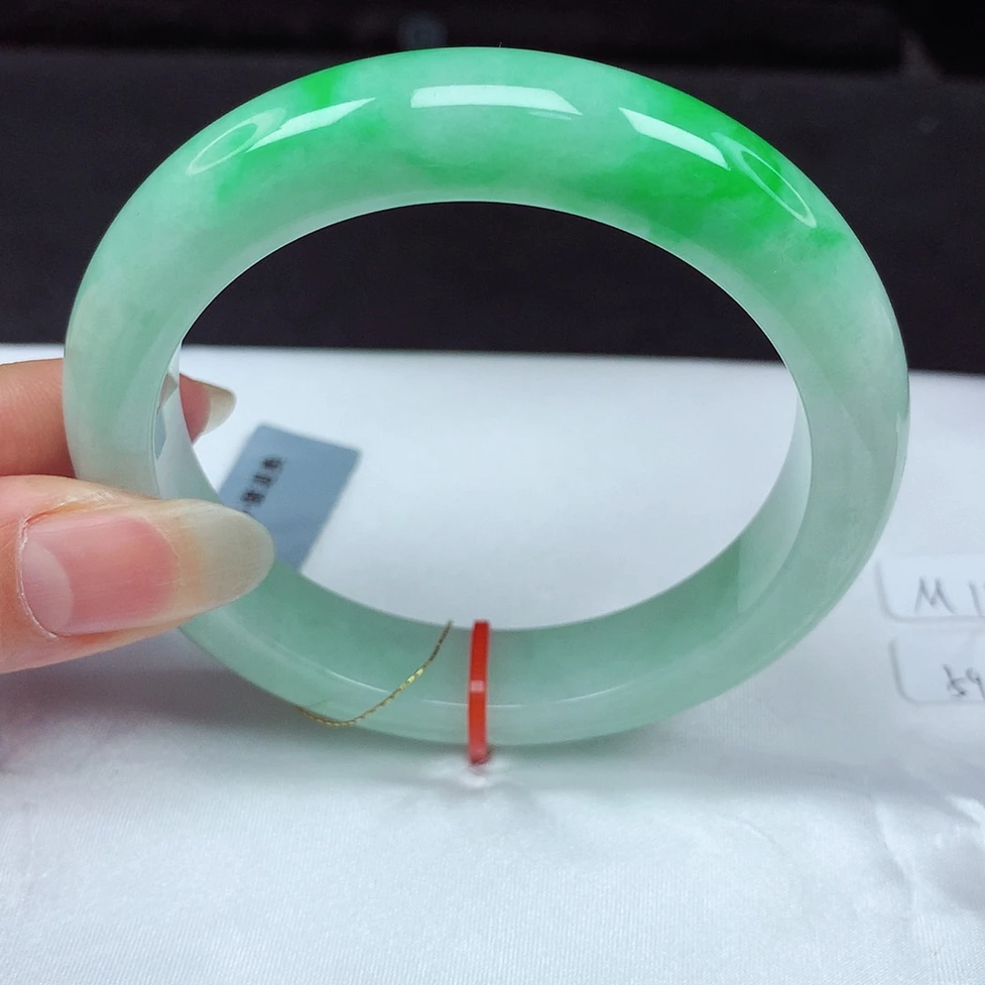 未镶嵌手镯翡翠59圈772-半山水 颜值高！