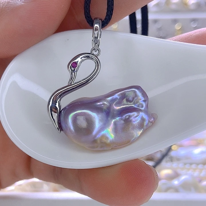 颈饰银S925镶嵌淡水珍珠652