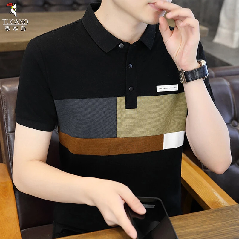 啄木鸟男装2025夏季新款男士体恤潮流休闲青少年时尚修身百搭体恤