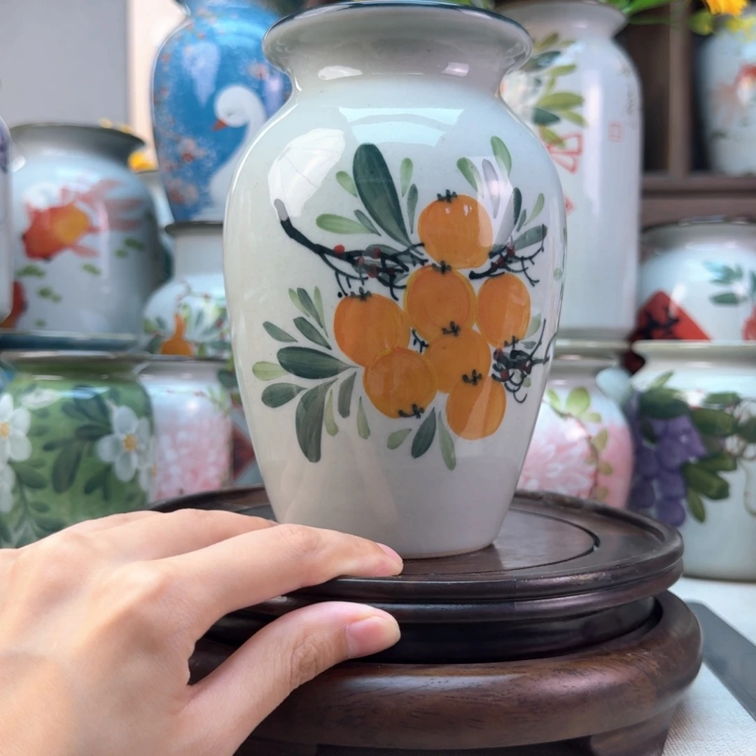 景德镇纯手绘陶瓷花瓶无孔