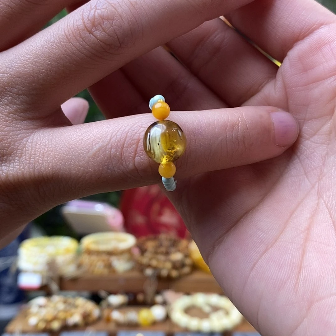 琥珀裸石未镶嵌嗨**宝戒指