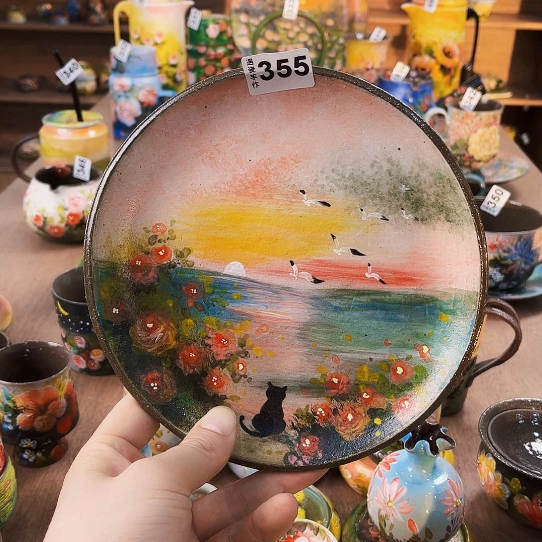 纯纯油画风茶盘纯纯莫奈油画风茶盘