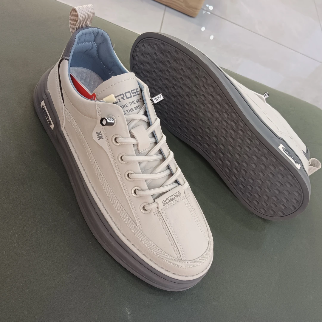 素面平跟板鞋休闲板鞋春秋季系带潮流运动鞋男士百搭低帮一