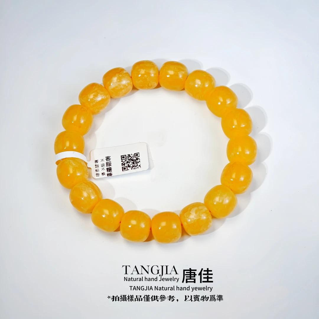 【唐佳珠宝甄选】焦皮同料精工老型鸡油红天然蜜蜡手串TT