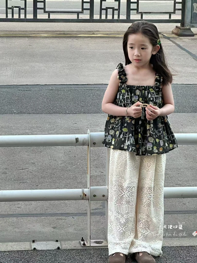 B类法式女碎花夏季连衣裙波点宝宝无袖丁达尔风港风