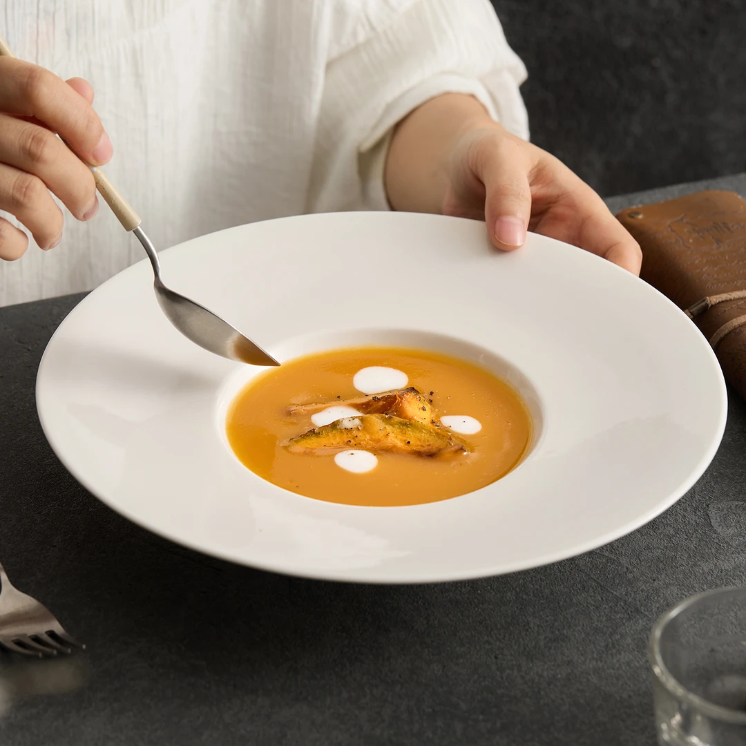 德化白瓷餐具2025新款特别好看的精致漂亮简约家用的陶瓷盘子汤盘