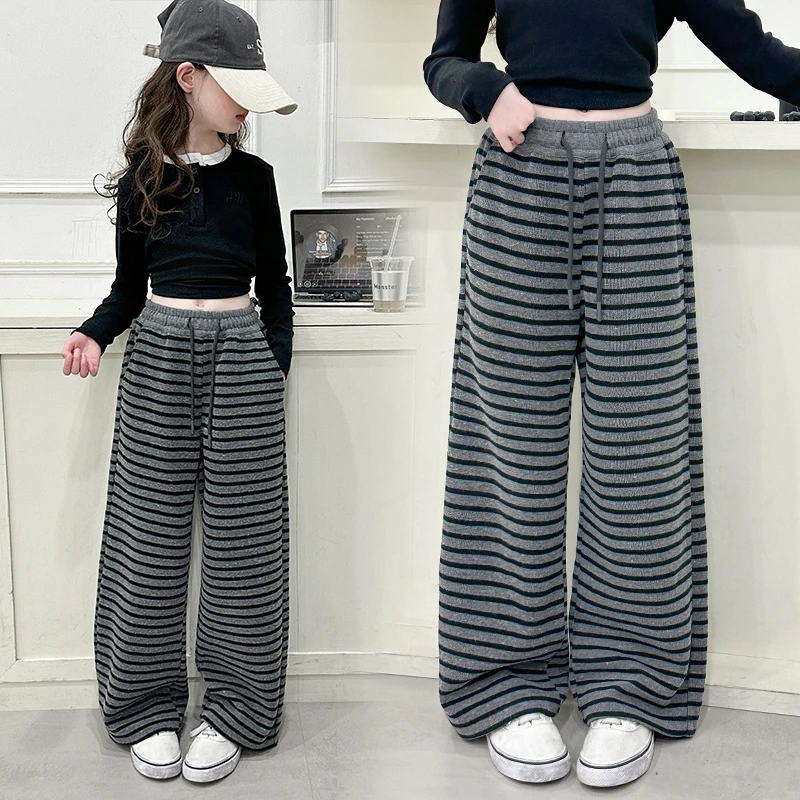 女童洋气时尚裤子2025春秋新款儿童6-12岁15中大童春装休闲阔腿裤