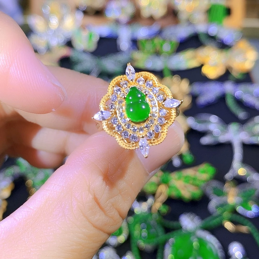 吊坠(不含链)银S925镶嵌翡翠