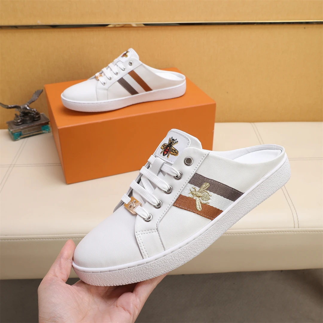 [潮逸臣男鞋]夏季男士透气一脚蹬拼色休闲包头拖外穿时尚百搭潮鞋