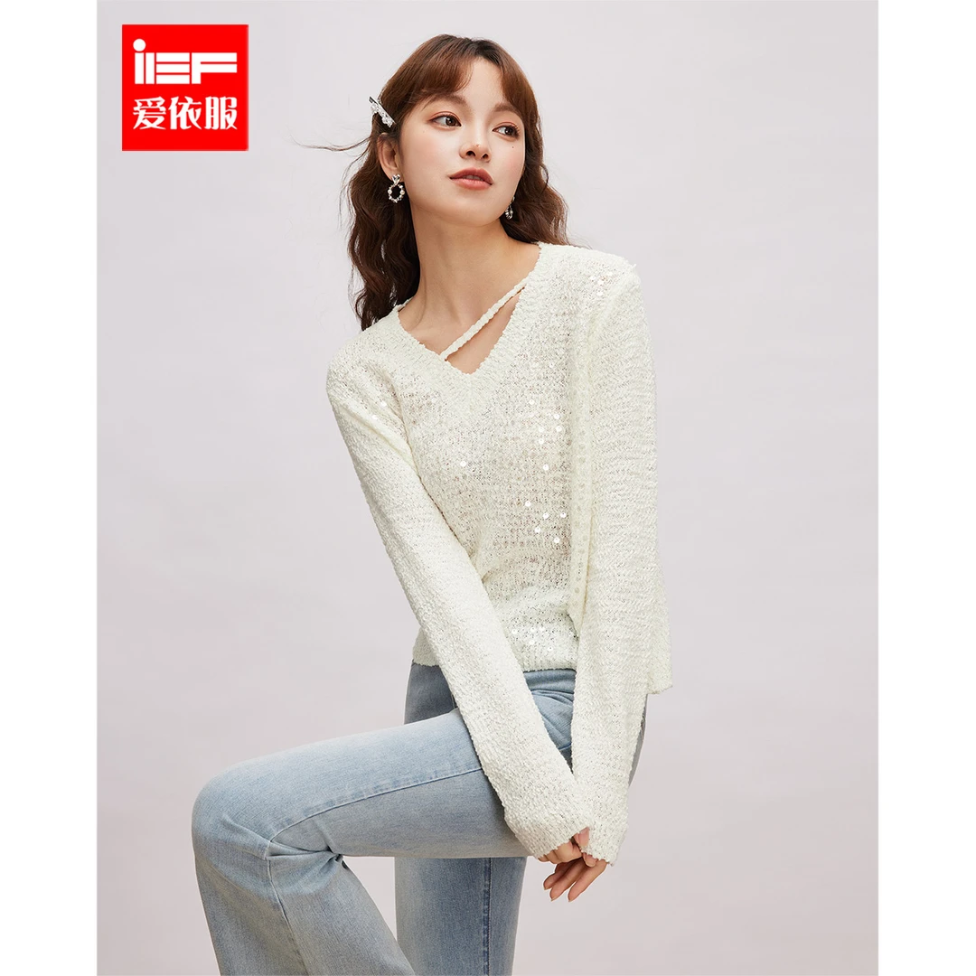IEF/爱依服2025春季新款高个子时尚小众设计通勤百搭成熟毛织上衣