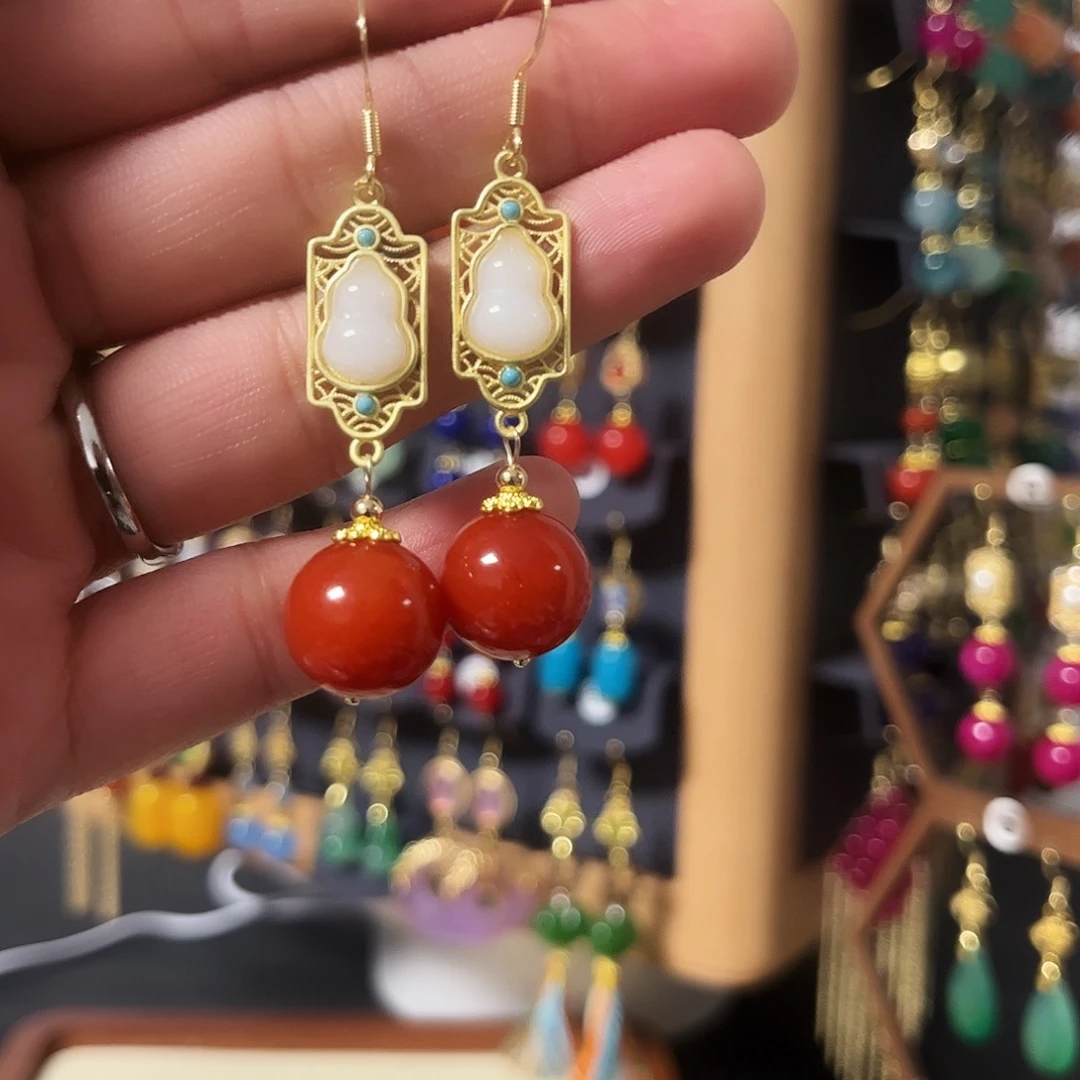 锆石纯铜925银耳饰