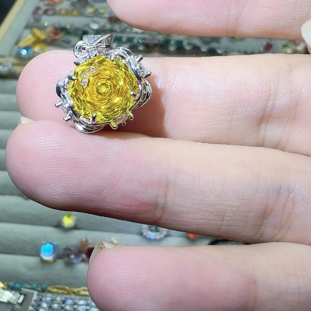 托帕石戒指银S925镶嵌Y**w