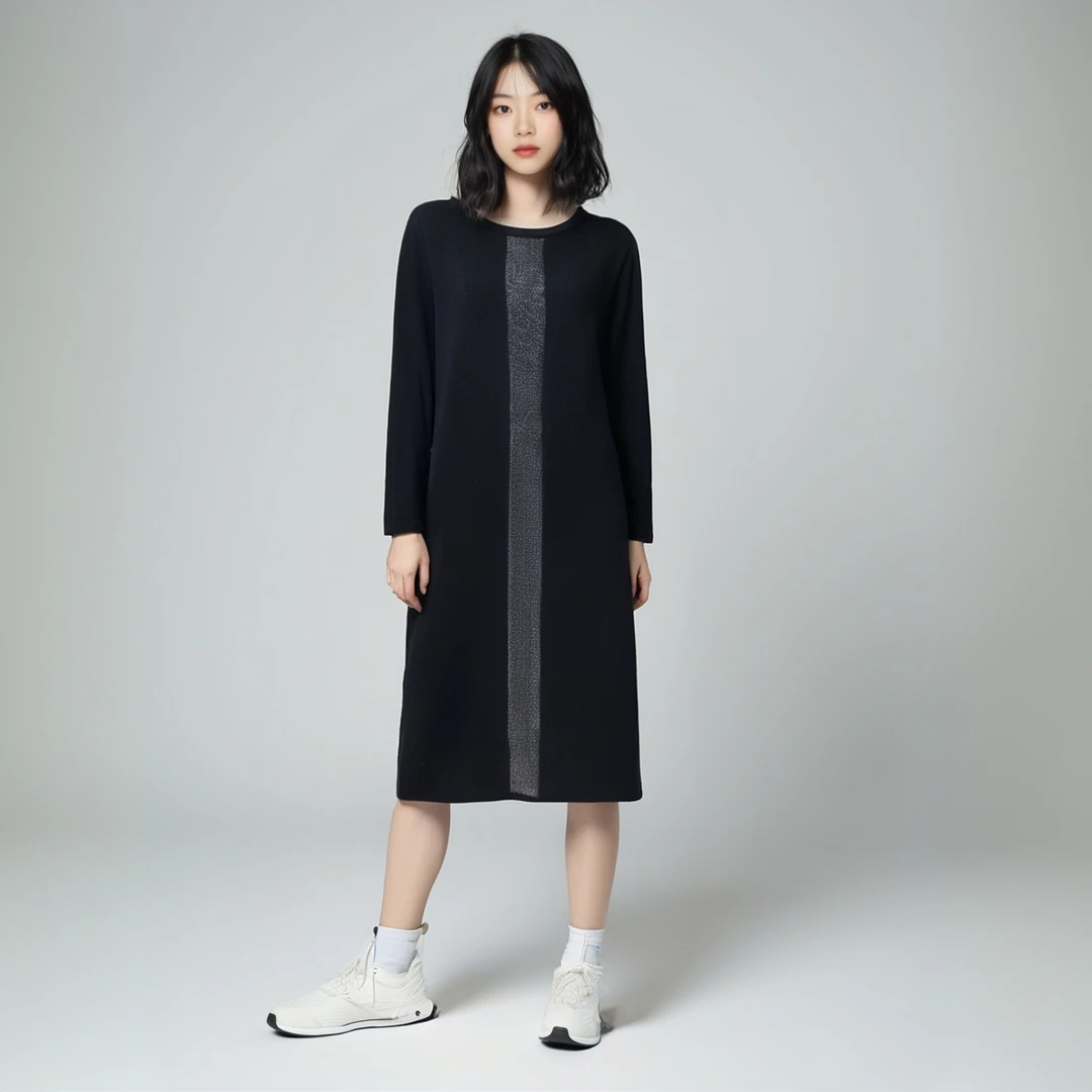 外贸清仓金丝长袖连衣裙时尚百搭轻奢气质女士打底裙断码剪标55