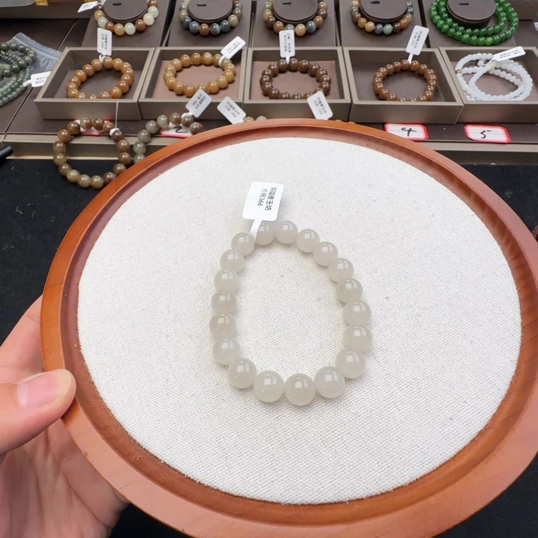 和田玉未镶嵌手链卡10钢板料浅藕粉微猫，30