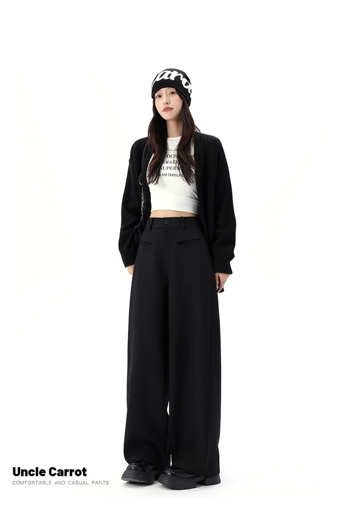 【李易行专属】秋冬款女款时尚百搭纯色一字袋西装裤（加厚）LB-51085