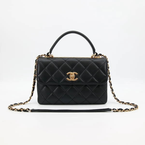 95新 Chanel/香奈儿 trendy cc小号黑金羊皮单肩包/81508310