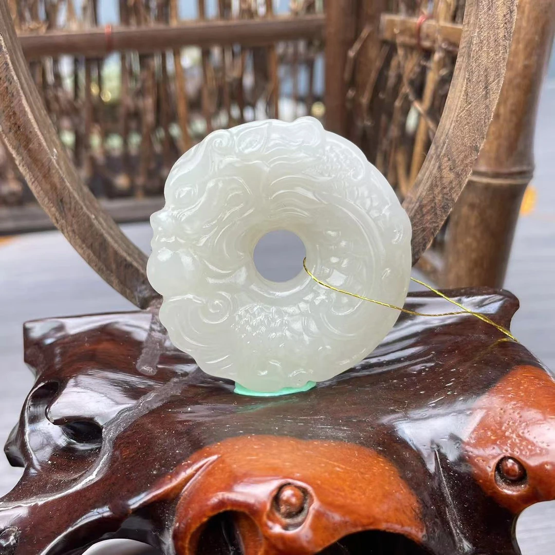 【玉冠珠宝】和田玉鱼化龙吊坠 精美49*47mm  （赠绳）多样性发一