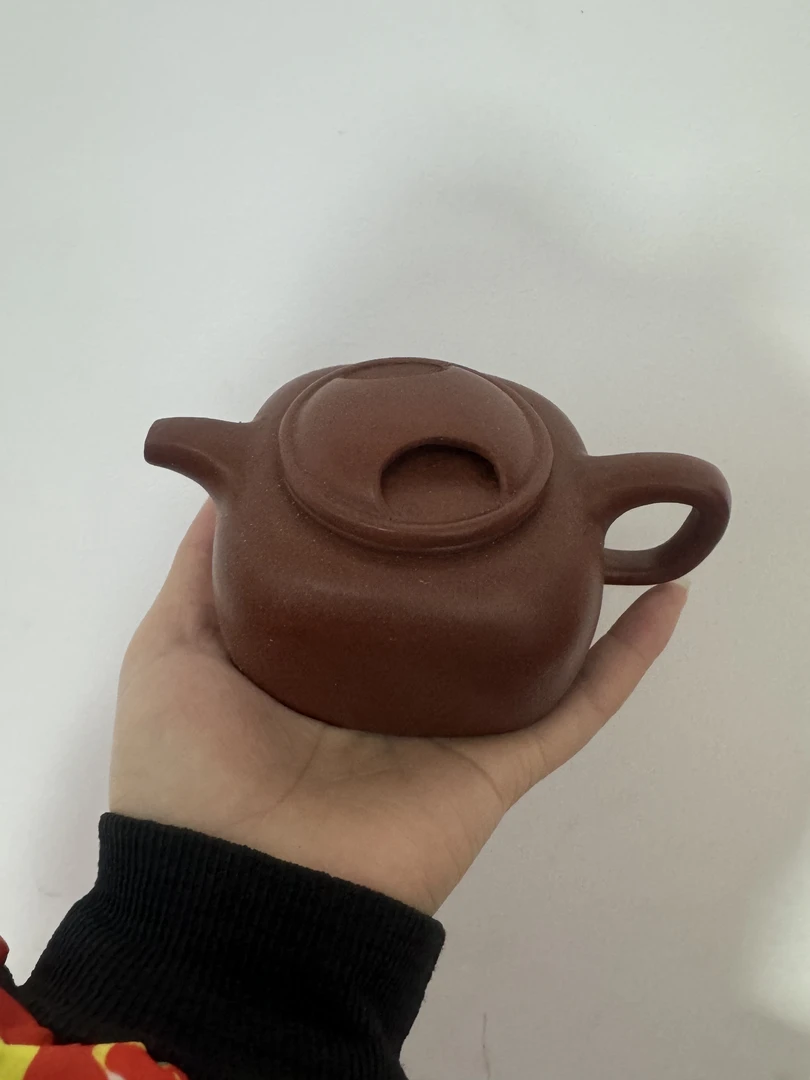 宜兴紫砂原矿珍藏老料红皮龙全手工四方牛盖紫砂壶茶壶