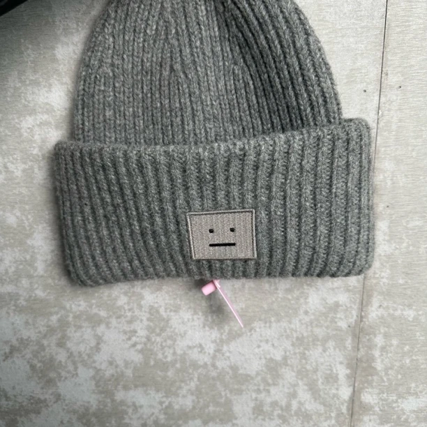 未使用 WE11 DONE 1*1/acne studio/灰色笑脸羊毛针织帽/12524/JP