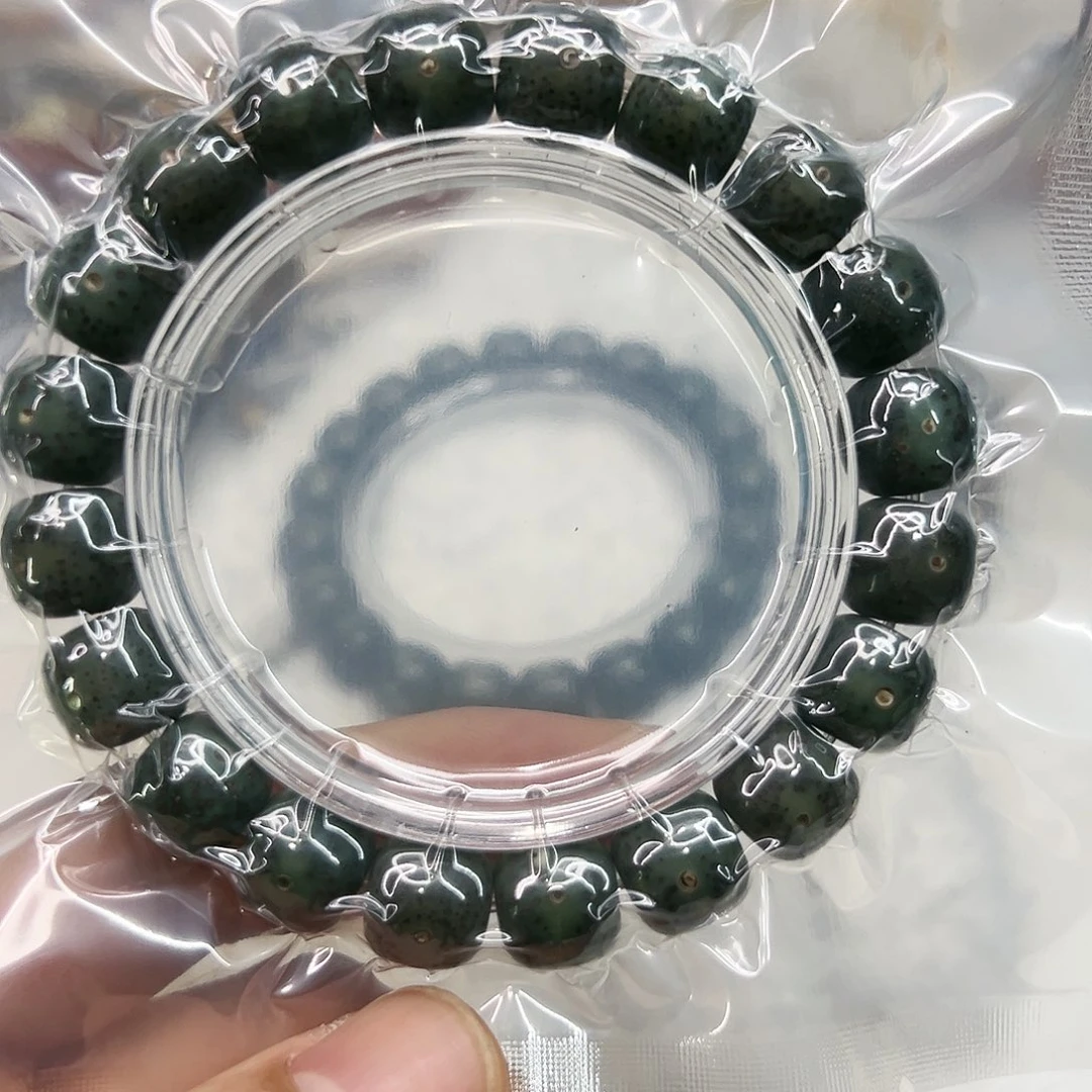 星月菩提手串 14满绿石玉星月菩提单圈12×11
