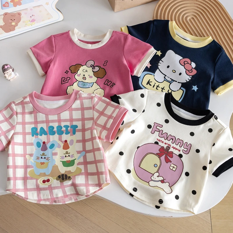 儿童上衣女童棉宝宝夏季夏装女宝卡通印花短袖t恤夏装新款夏装
