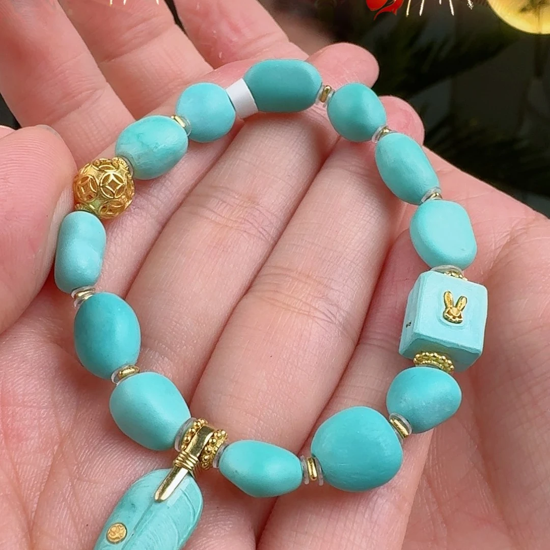 绿松石珠宝奇石18K金镶嵌