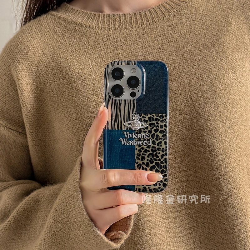 隆隆金适用苹果17手机壳牛仔豹纹拼接星球iPhone16pro防摔14/15壳