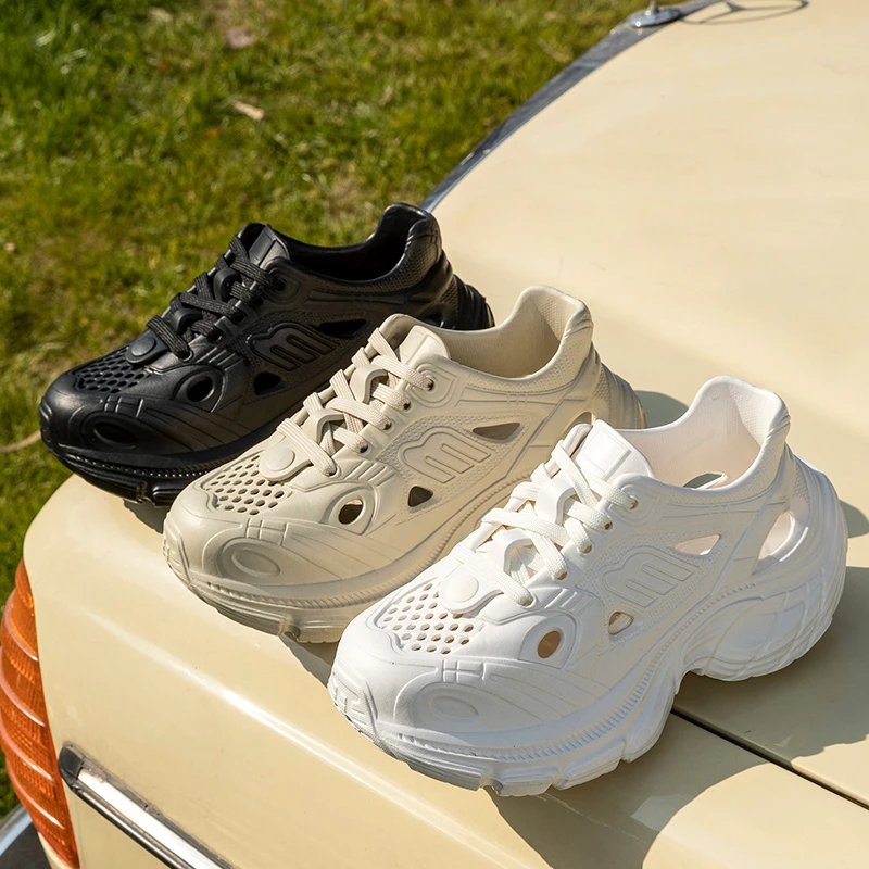 研姿萱洞洞鞋夏季2025新款外穿厚底防滑防臭透气沙滩运动鞋女士