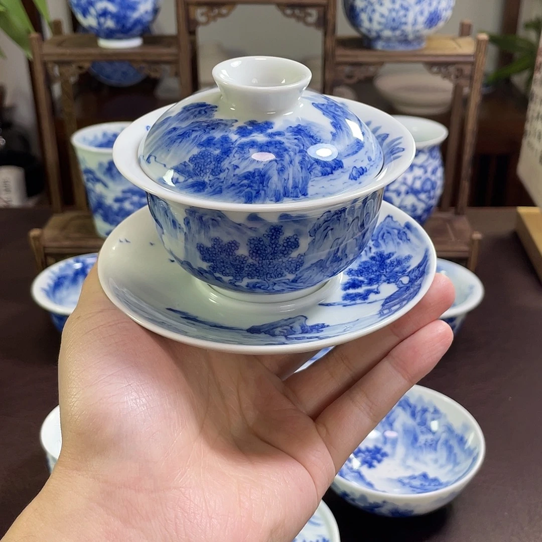 小****陶纯手工手绘重工山水