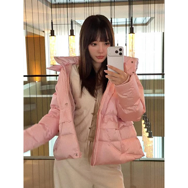 Lulusmiracle【热气球】李小璐同款时尚连帽冬季女款粉羽绒服