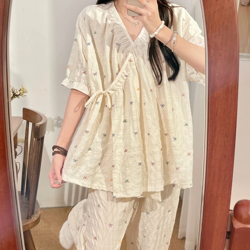 孕妇短袖长裤夏季待产云朵棉薄款月子服产后哺乳期睡衣大码家居服