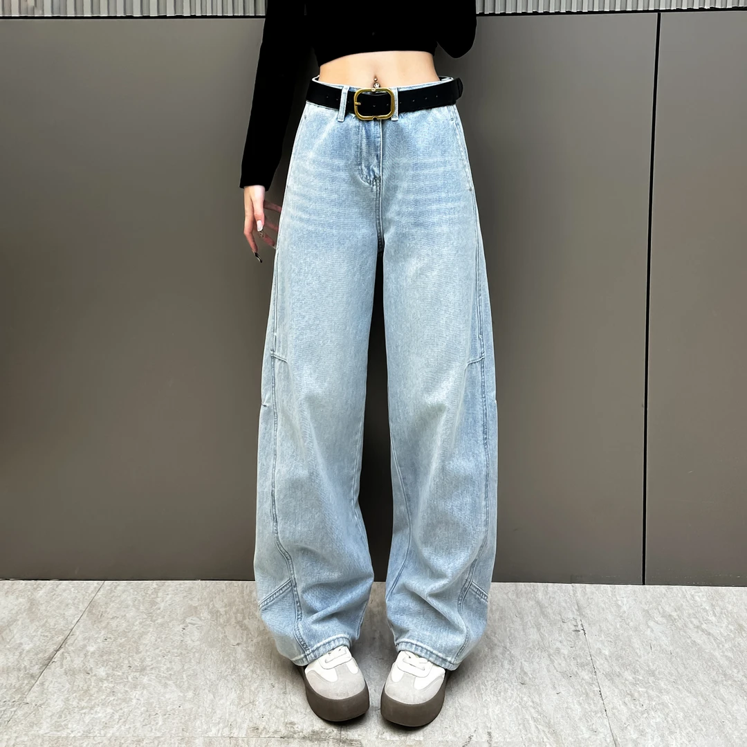 2026春款牛仔裤女新款高街阔腿裤百搭显瘦显高显瘦弯刀裤Y5005