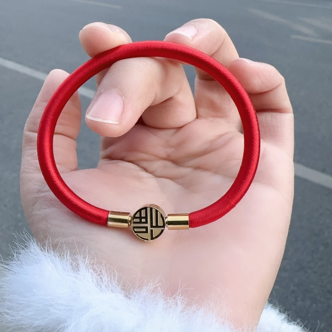 福字手绳小众款红绳男女情侣款手绳简约工艺国风红色复古时尚潮流