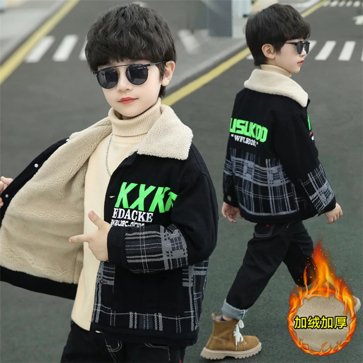 男童加绒外套冬装儿童加厚棉衣2025新款风衣中大童洋气派克服棉袄
