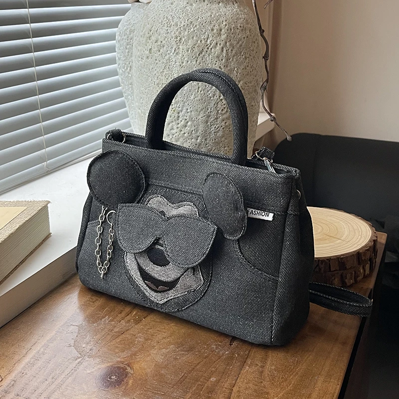 2025秋季新款潮流时尚小众牛仔布单肩手提包通勤大容量斜挎包女