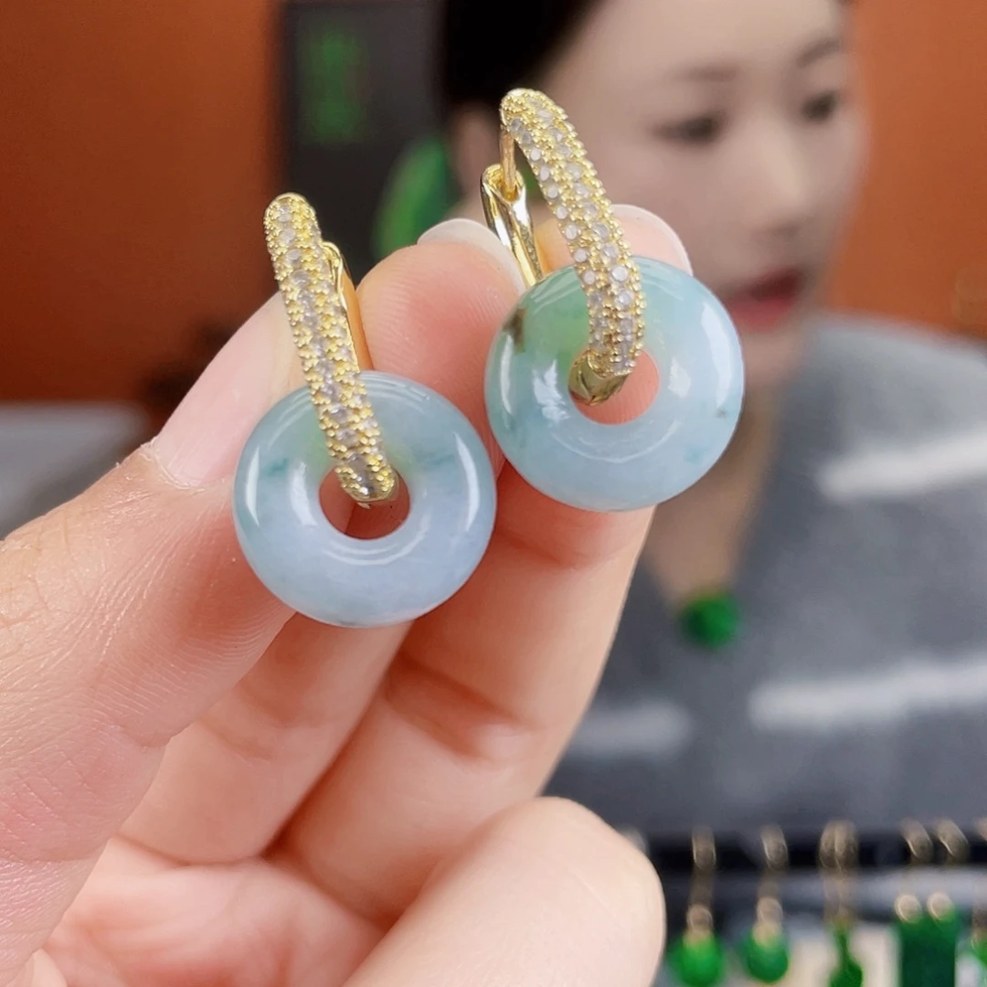 翡翠未镶嵌耳饰饰品