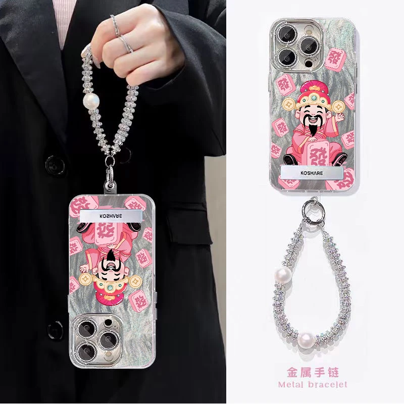 财神发适用vivo小米14华为趣味iPhone16/15手机壳苹果13精孔羽纱