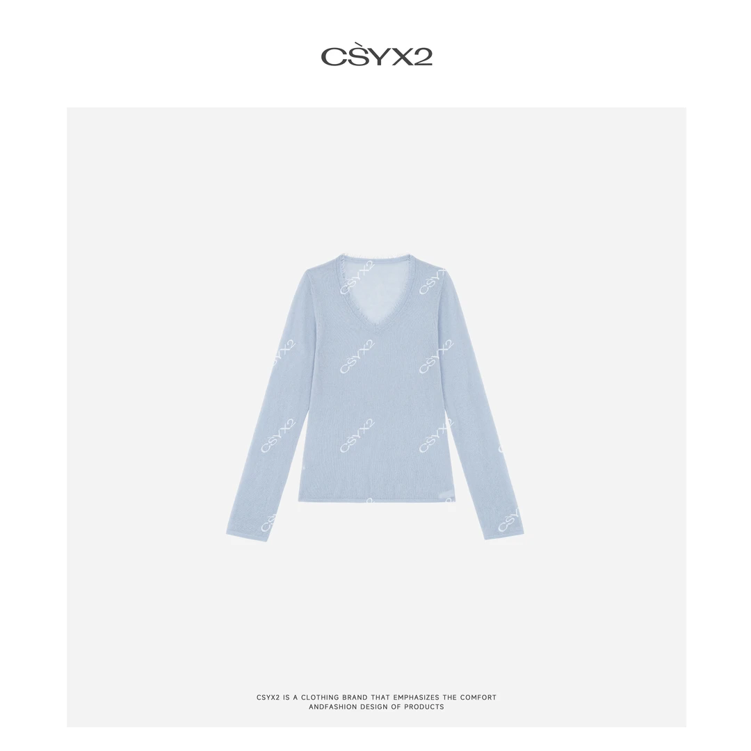 CsyX2-2025早秋新款“彩虹日记”山羊绒V领套头毛衫CAQM058