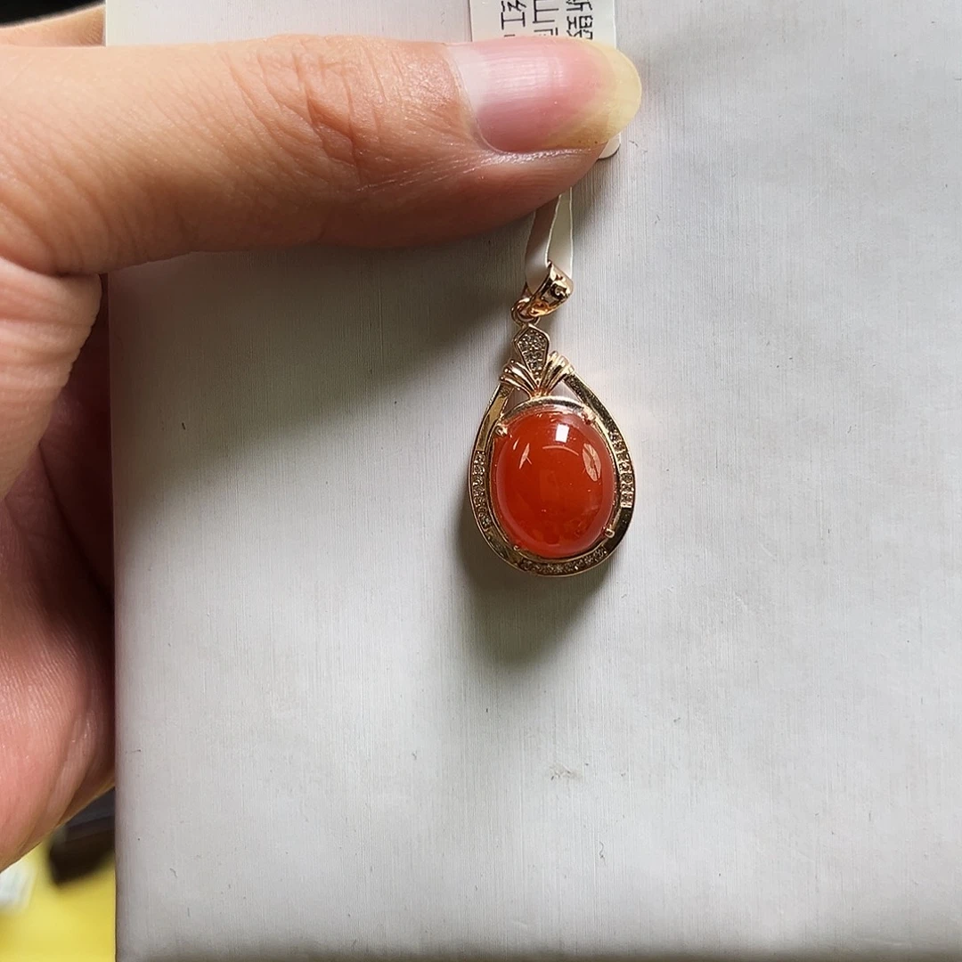 南红玛瑙银S925镶嵌多样性发一南红吊坠