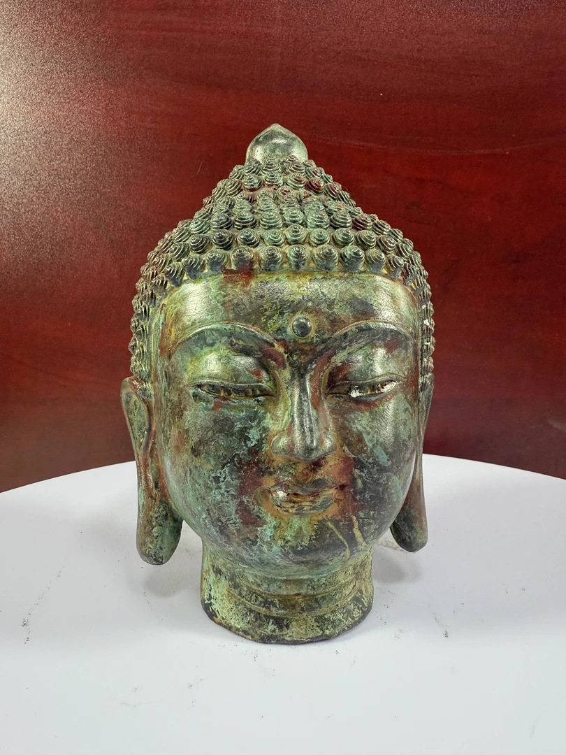 【释边哞尼佛头】18*10青铜器摆件仿古做旧工艺品雕刻