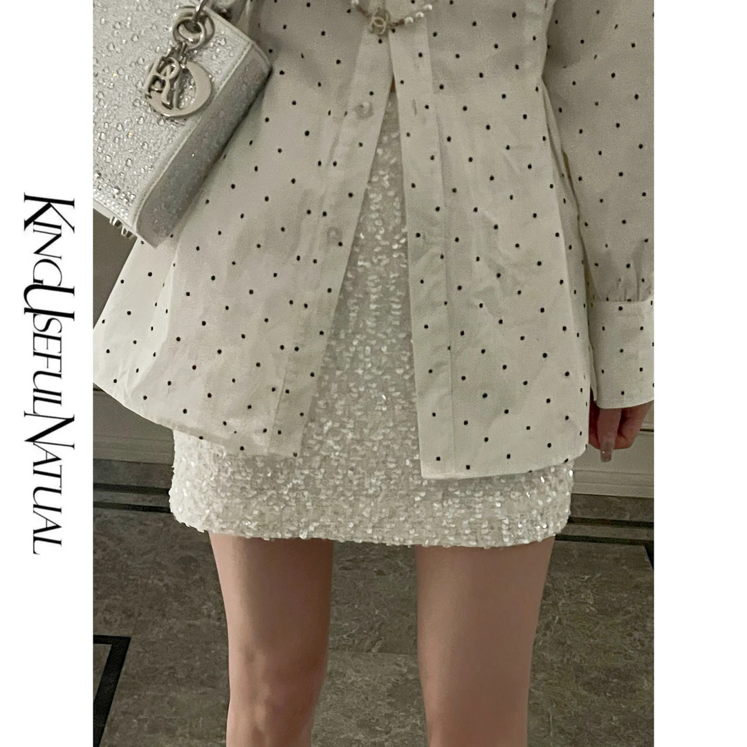 KUN【自成焦点】摩登感搭配王 定制亮片高腰显瘦半身裙