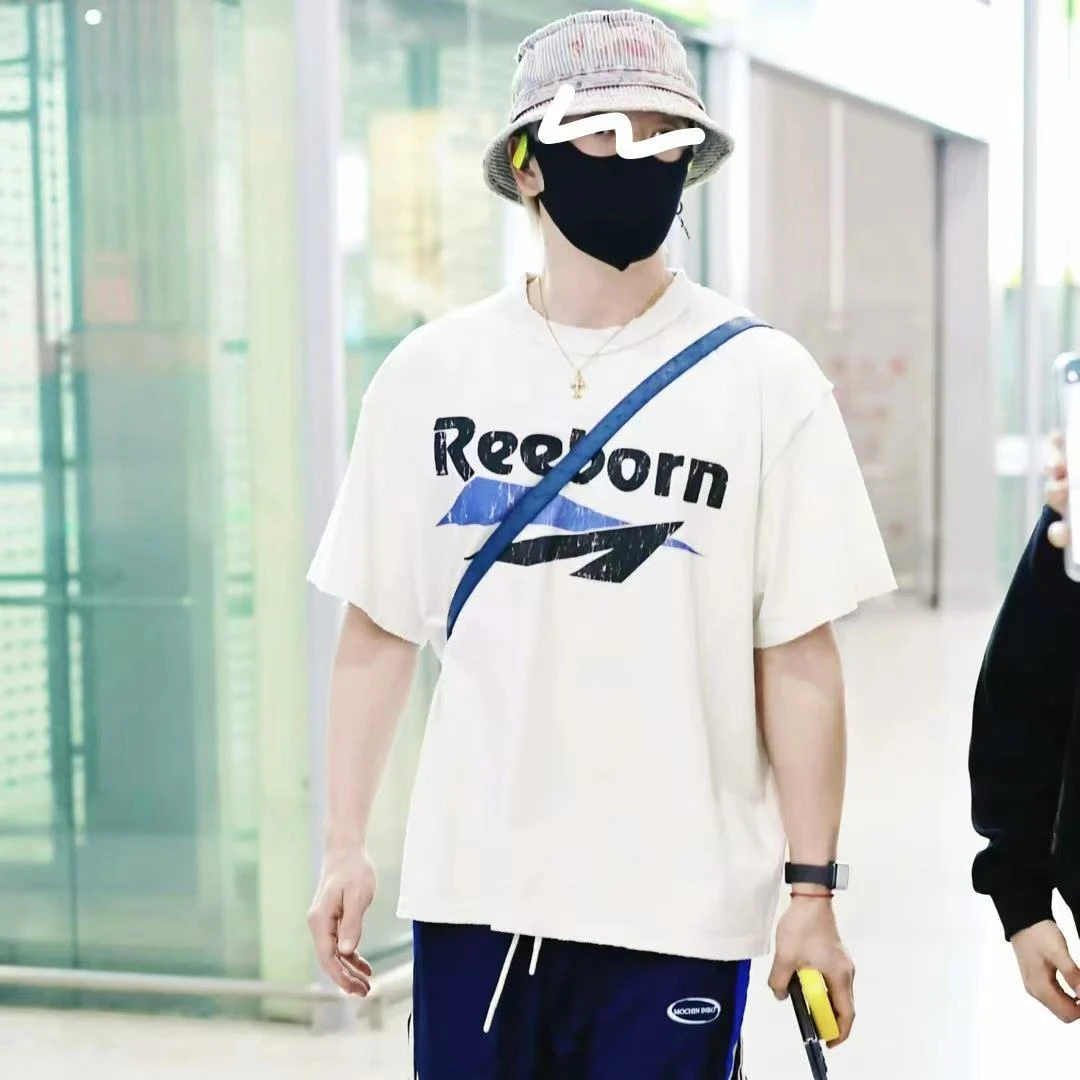 【弹幕标语】美式小众复古洗水做旧vintage男女同款休闲宽松短袖T恤