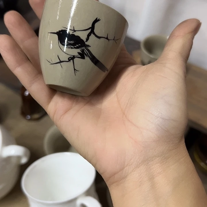 又***蓝库存尾货杯一个青灰釉