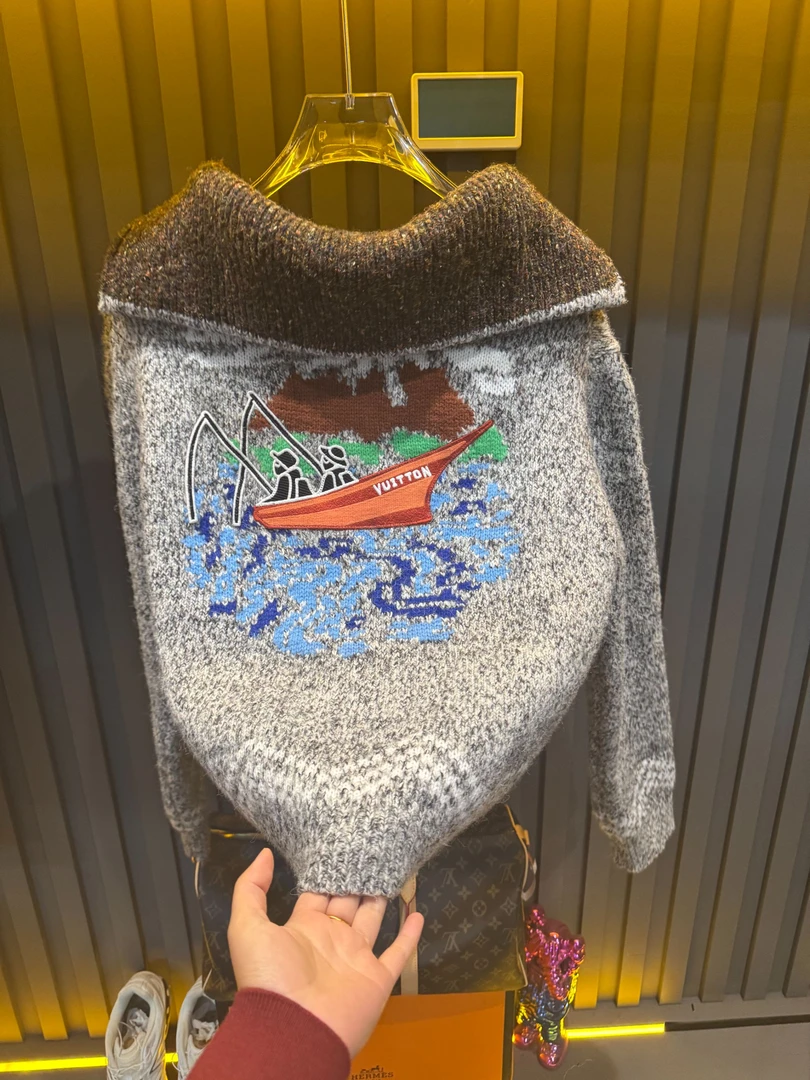 【CC】2025春秋冬高端针织提花圆领套头毛衣男女同款轻奢加厚保暖