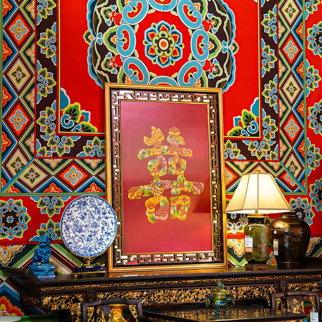 【本尼家】YS123法式中国风复古客厅装饰喜字挂画壁画