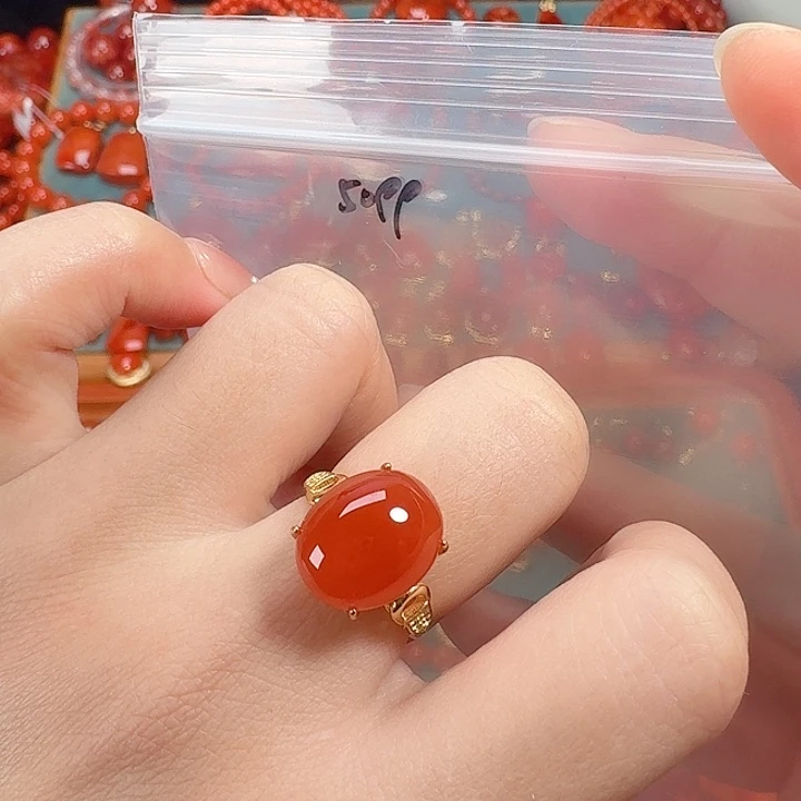 南红玛瑙银S925镶嵌戒指
