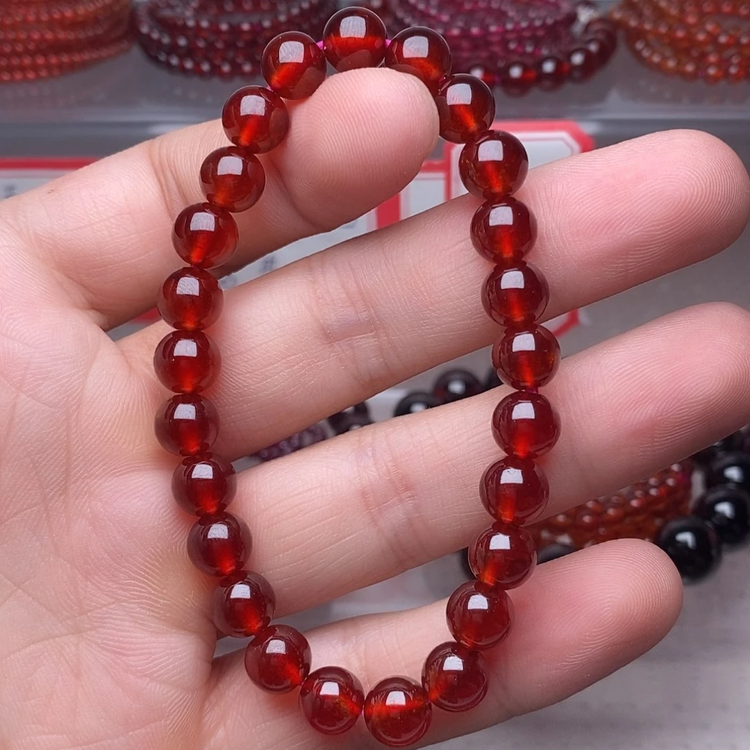 石榴石手链未镶嵌卡7.8高品质橙红